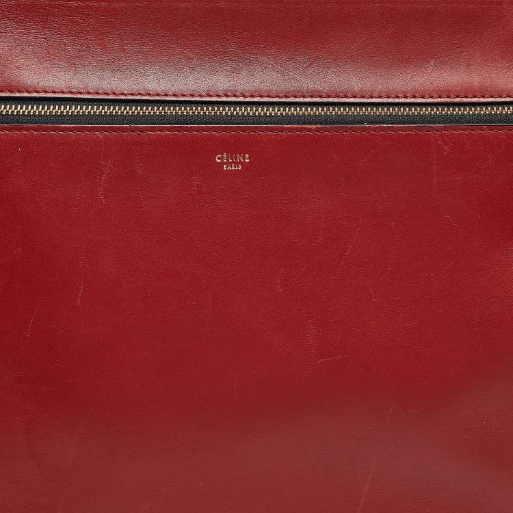 Pre Owned Celine Red Leather Medium Edge Top Handle Bag