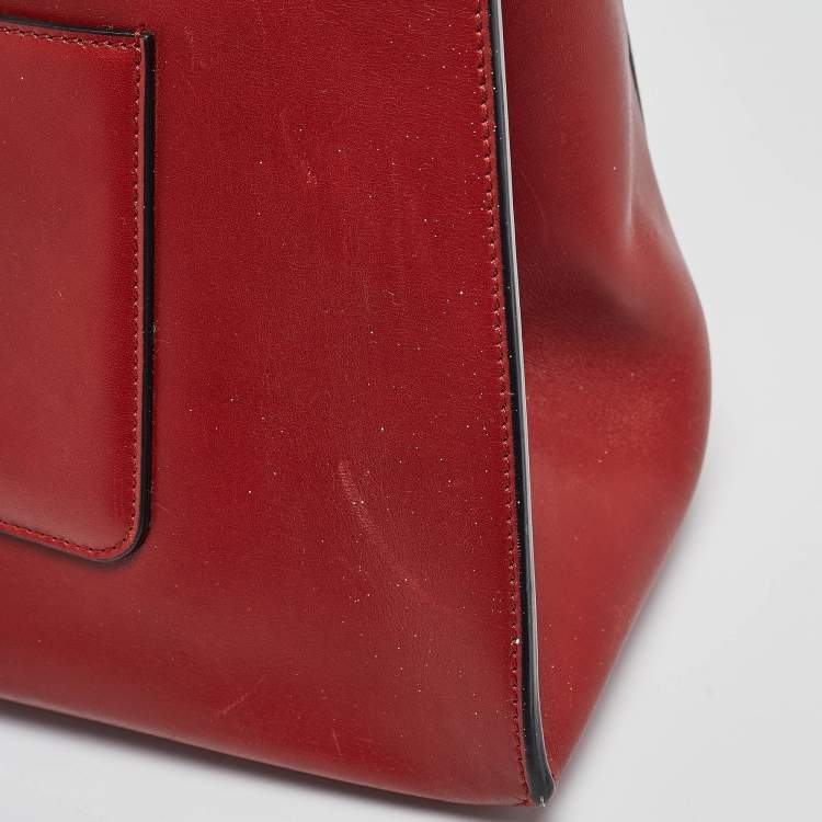 Pre Owned Celine Red Leather Medium Edge Top Handle Bag