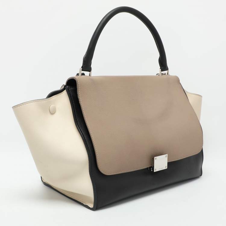 Pre Owned Celine Tricolor Leather Medium Trapeze Top Handle Bag