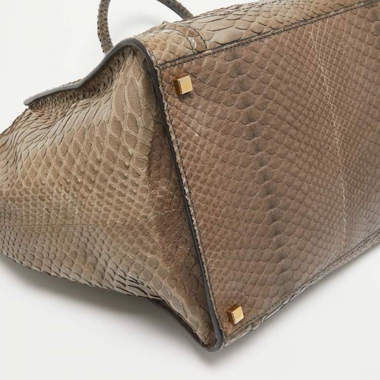 Pre Owned Celine Beige Python Medium Luggage Phantom Tote