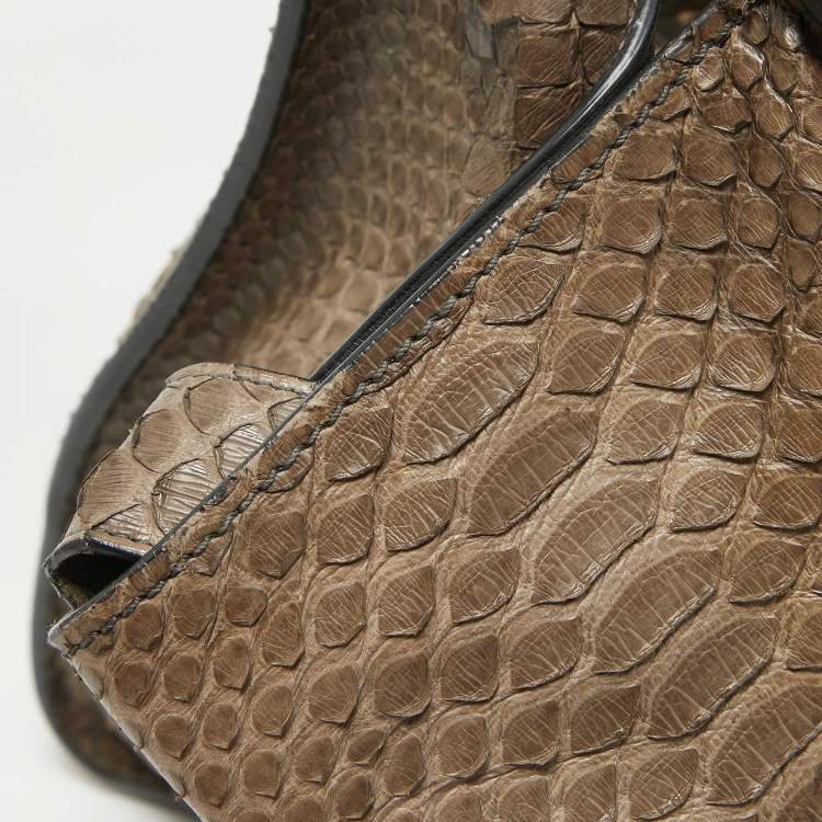 Pre Owned Celine Beige Python Medium Luggage Phantom Tote