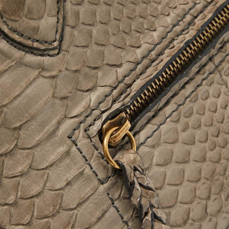 Pre Owned Celine Beige Python Medium Luggage Phantom Tote