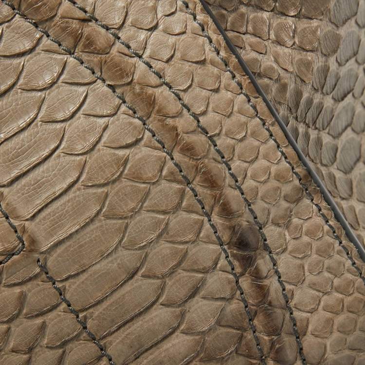 Pre Owned Celine Beige Python Medium Luggage Phantom Tote