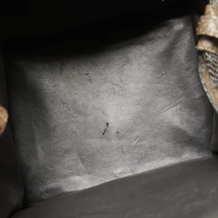 Pre Owned Celine Beige Python Medium Luggage Phantom Tote