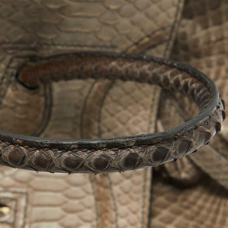 Pre Owned Celine Beige Python Medium Luggage Phantom Tote