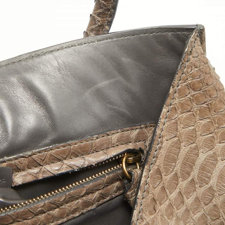 Pre Owned Celine Beige Python Medium Luggage Phantom Tote
