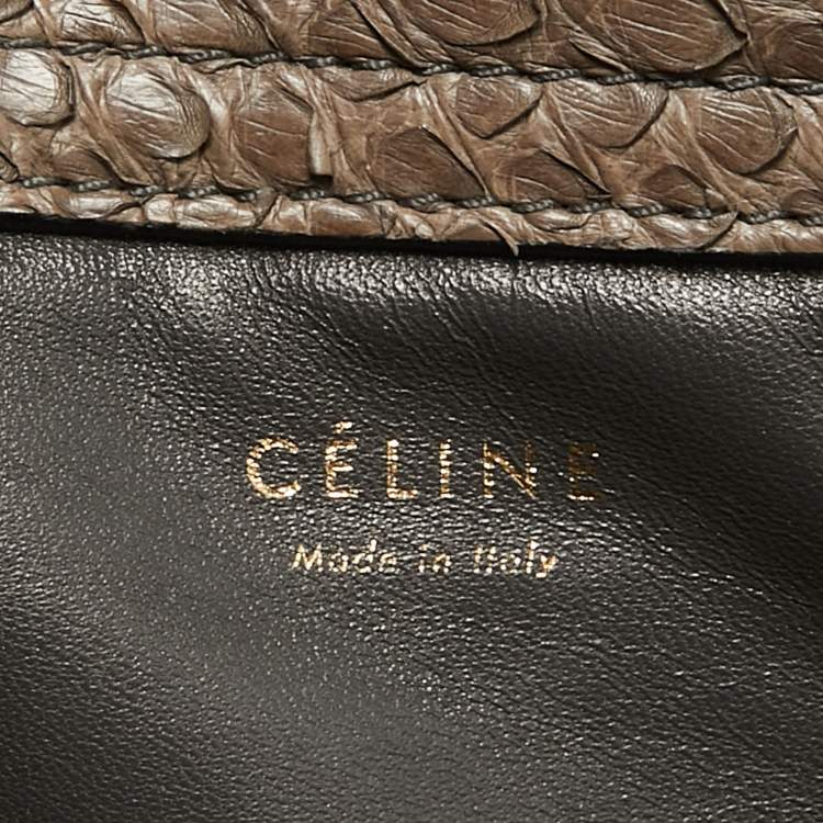 Pre Owned Celine Beige Python Medium Luggage Phantom Tote