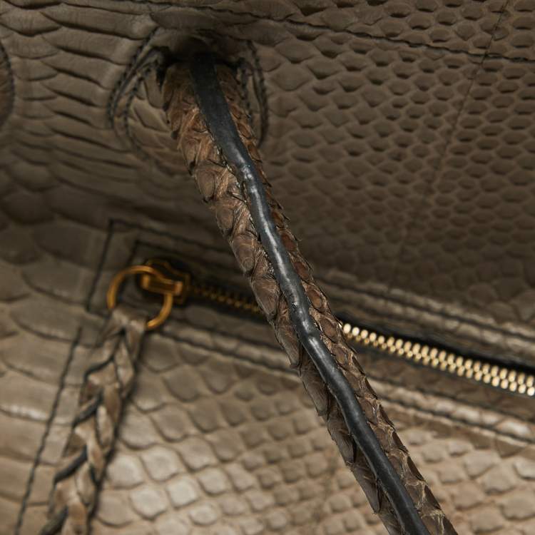 Pre Owned Celine Beige Python Medium Luggage Phantom Tote