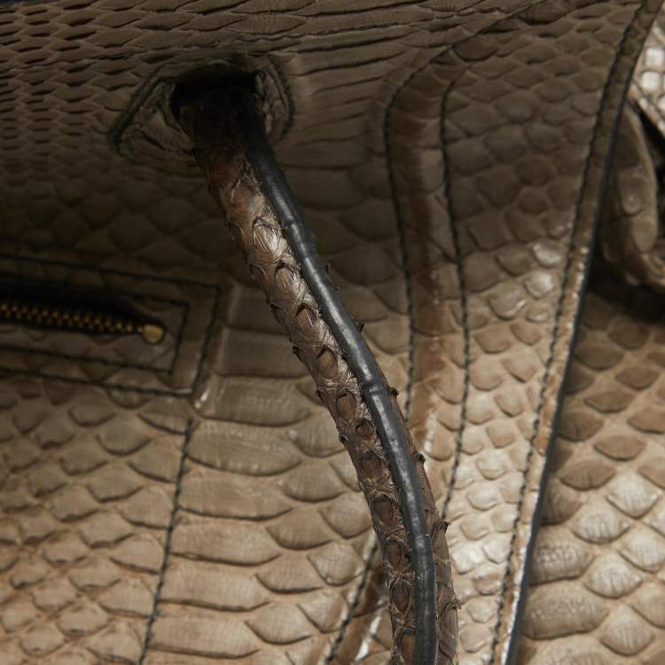 Pre Owned Celine Beige Python Medium Luggage Phantom Tote