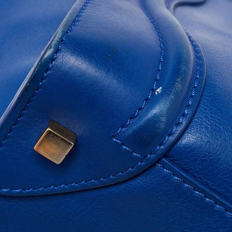 Pre Owned Celine Blue Leather Mini Luggage Tote