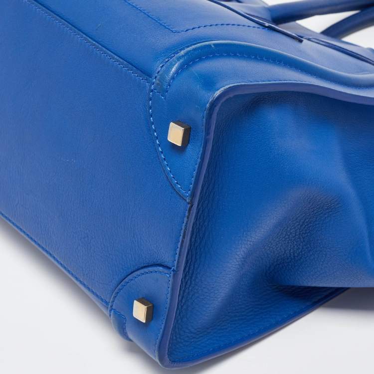 Pre Owned Celine Blue Leather Mini Luggage Tote