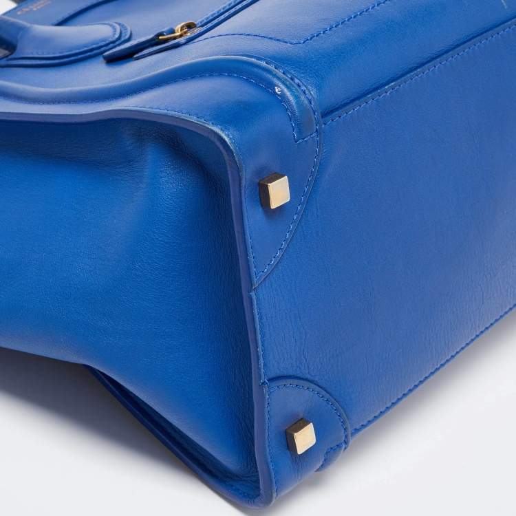Pre Owned Celine Blue Leather Mini Luggage Tote