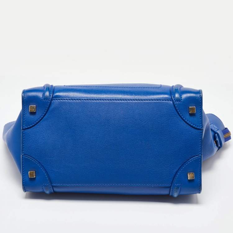 Pre Owned Celine Blue Leather Mini Luggage Tote