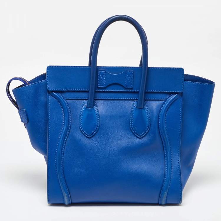 Pre Owned Celine Blue Leather Mini Luggage Tote