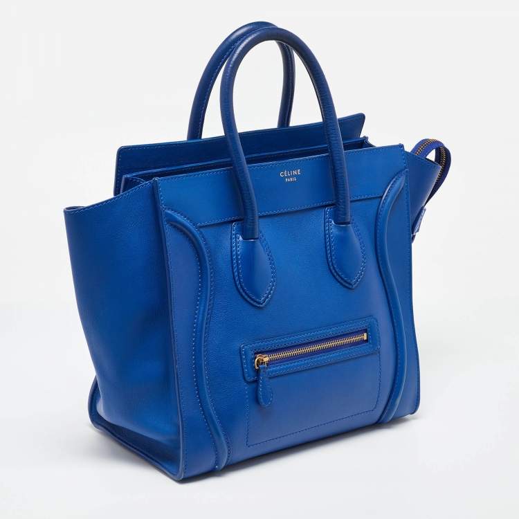 Pre Owned Celine Blue Leather Mini Luggage Tote