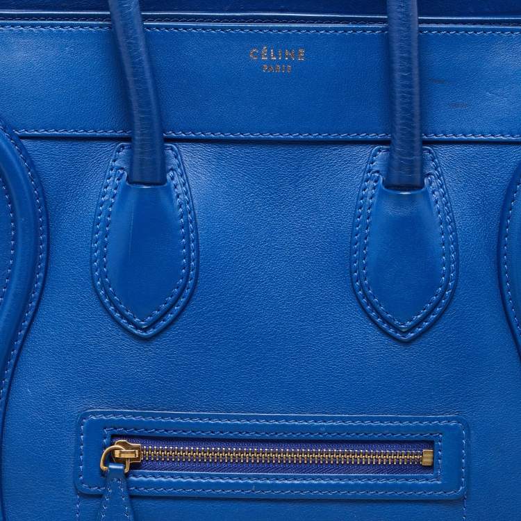 Pre Owned Celine Blue Leather Mini Luggage Tote