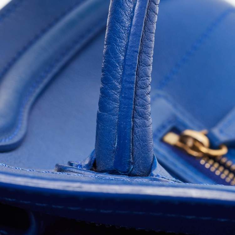 Pre Owned Celine Blue Leather Mini Luggage Tote