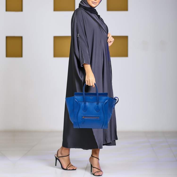 Pre Owned Celine Blue Leather Mini Luggage Tote