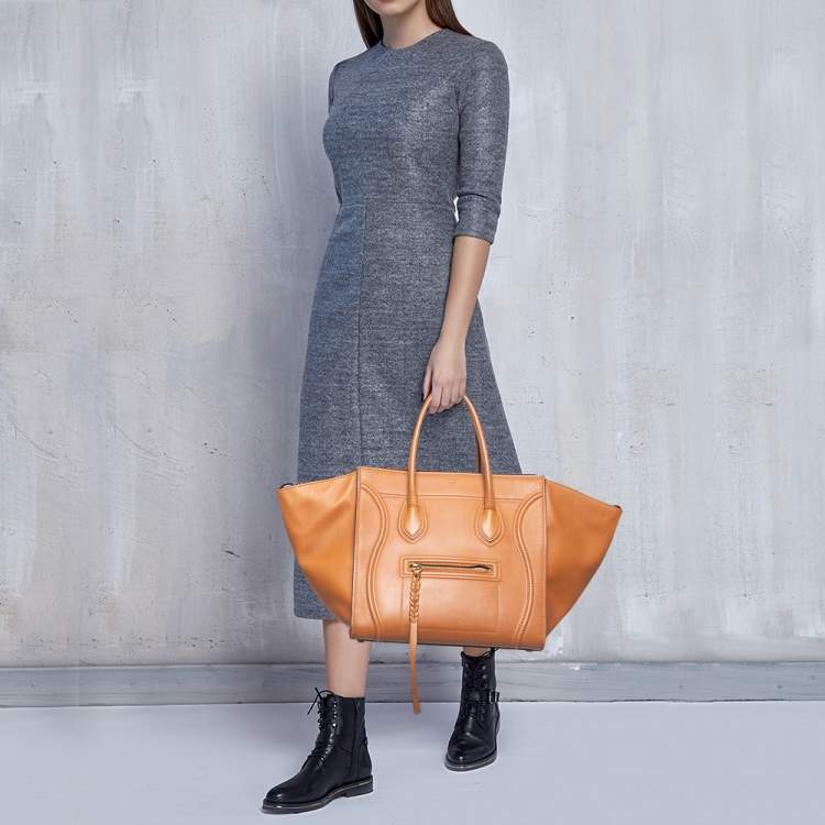 Pre Owned Celine Brown Leather Medium Phantom Luggage Tote