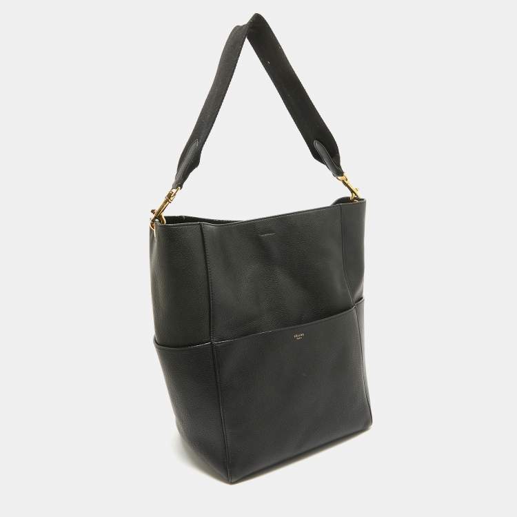 Pre Owned Celine Black Leather Sangle Bucket Bag