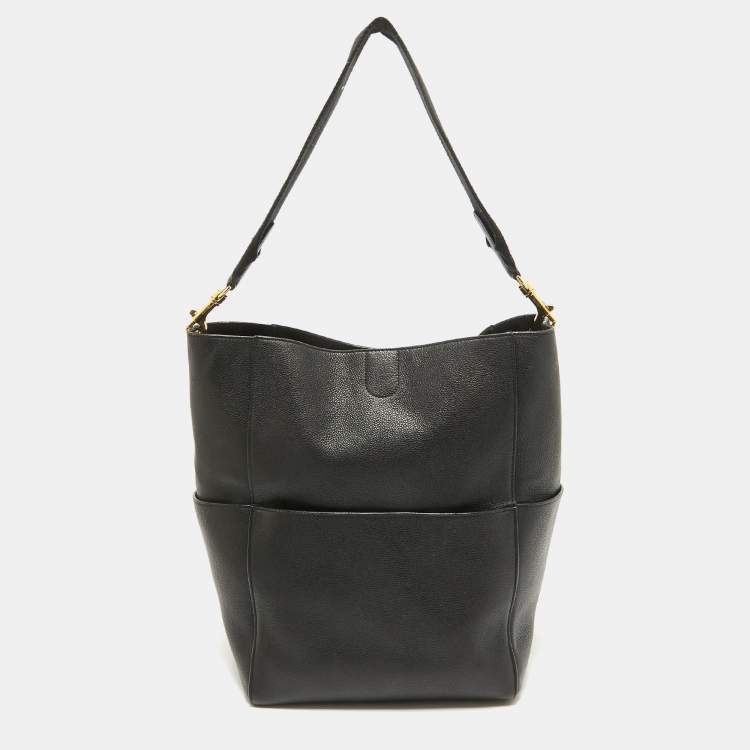 Pre Owned Celine Black Leather Sangle Bucket Bag