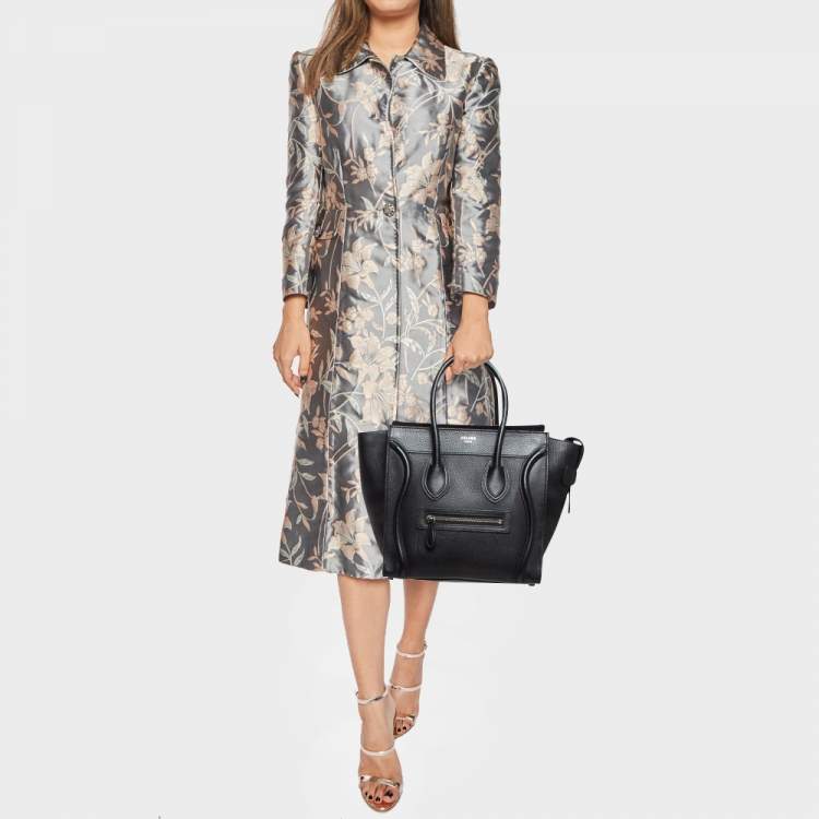 Pre Owned Celine Black Leather Micro Luggage Tote