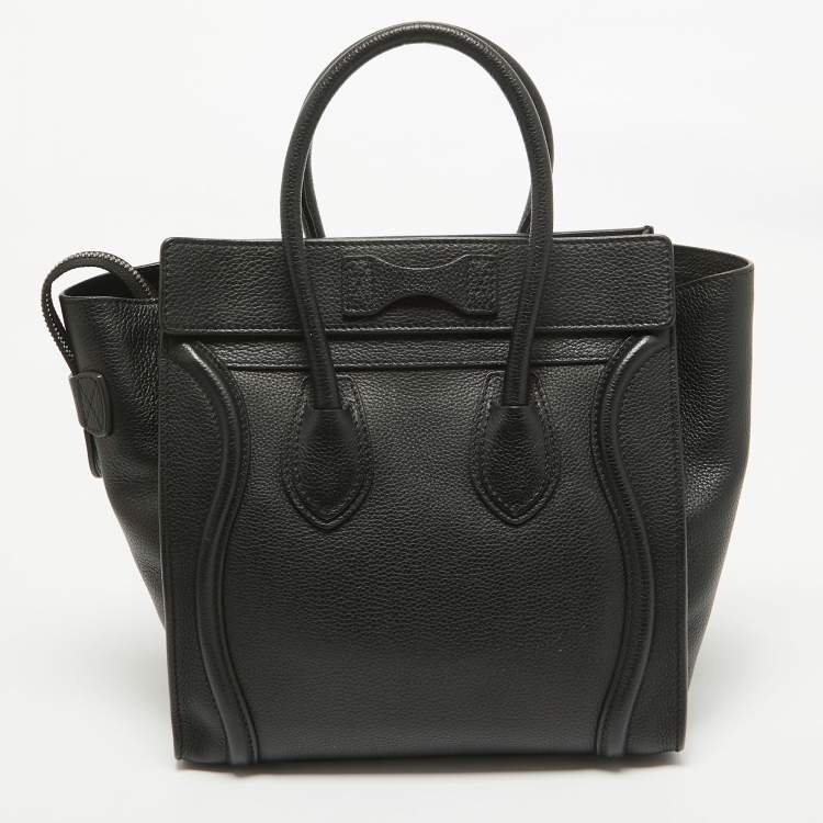 Pre Owned Celine Black Leather Micro Luggage Tote
