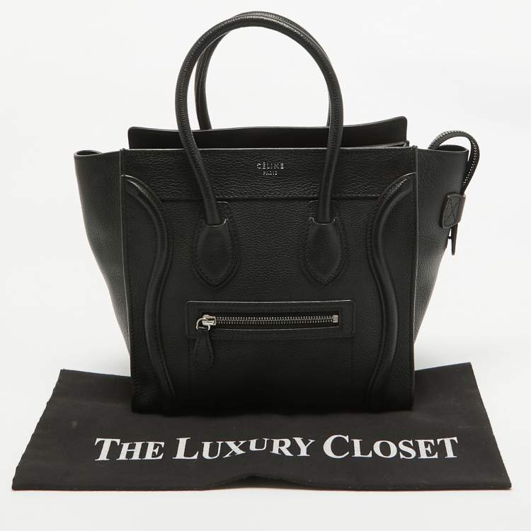 Pre Owned Celine Black Leather Micro Luggage Tote