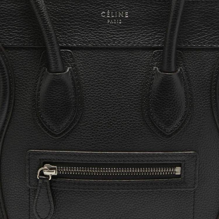 Pre Owned Celine Black Leather Micro Luggage Tote