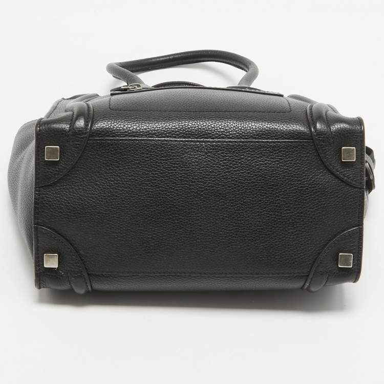 Pre Owned Celine Black Leather Micro Luggage Tote