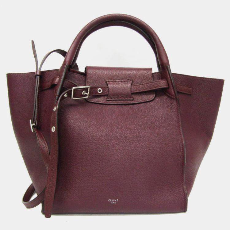 Pre Owned Celine Wine Big Small Leather Handbag