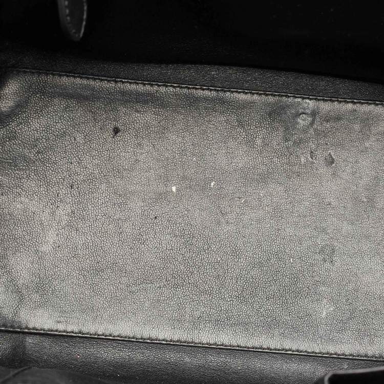 Pre Owned Celine Black/White Leather Mini Luggage Tote