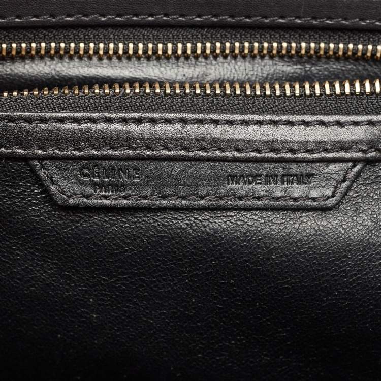 Pre Owned Celine Black/White Leather Mini Luggage Tote