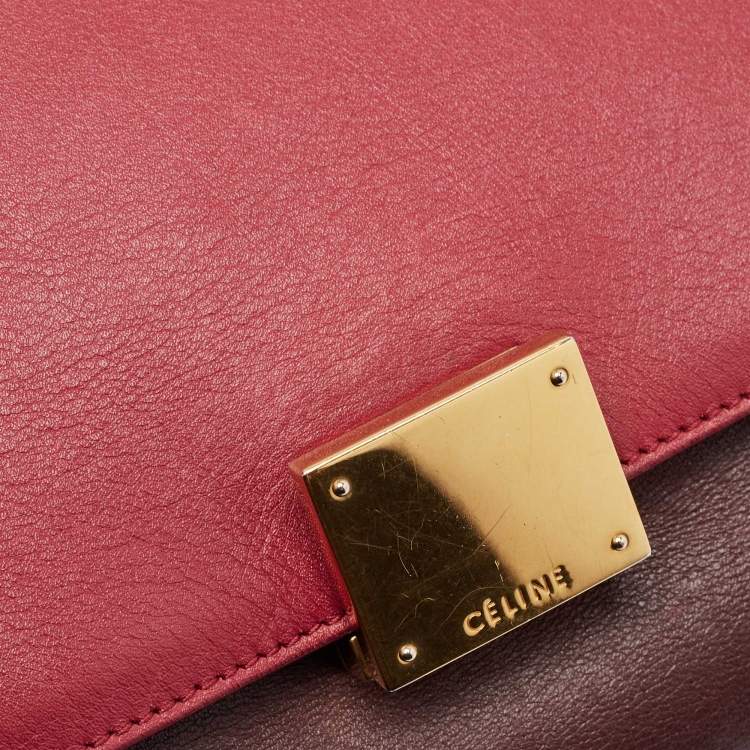 Pre Owned Celine Tricolor Leather Medium Trapeze Top Handle Bag