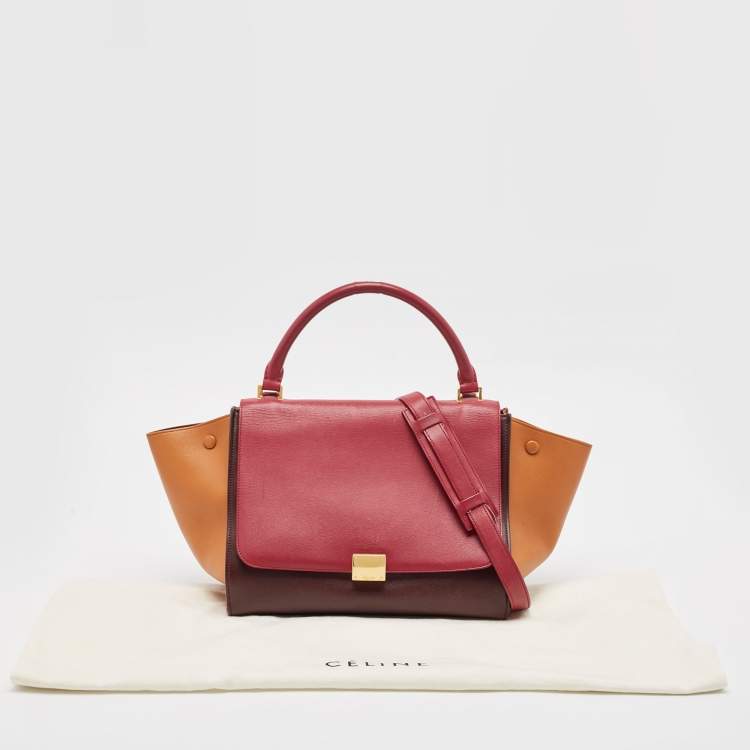 Pre Owned Celine Tricolor Leather Medium Trapeze Top Handle Bag