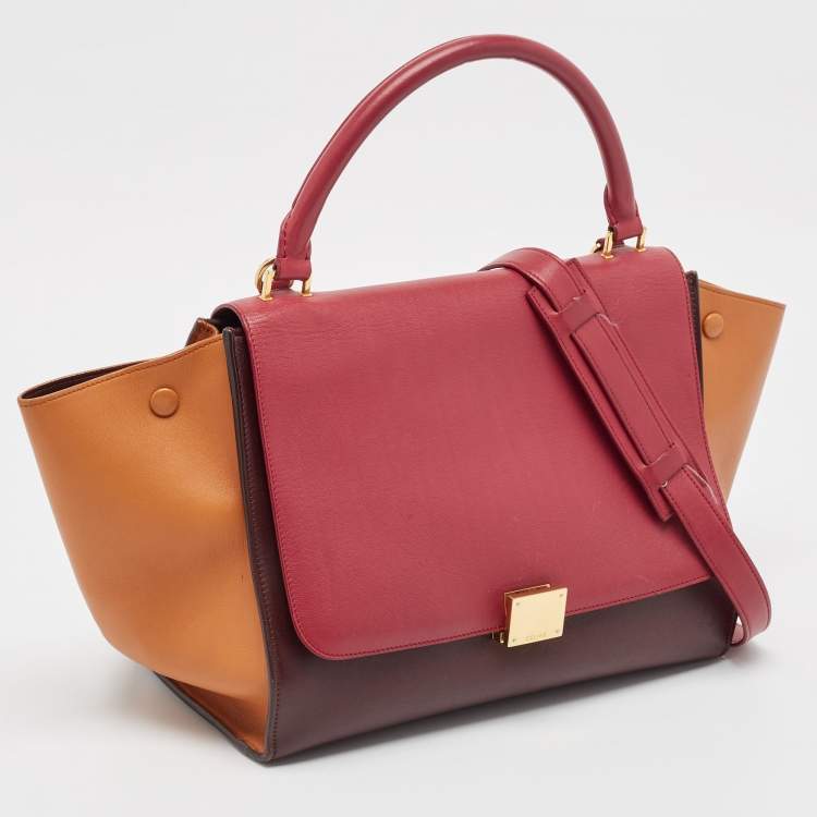 Pre Owned Celine Tricolor Leather Medium Trapeze Top Handle Bag