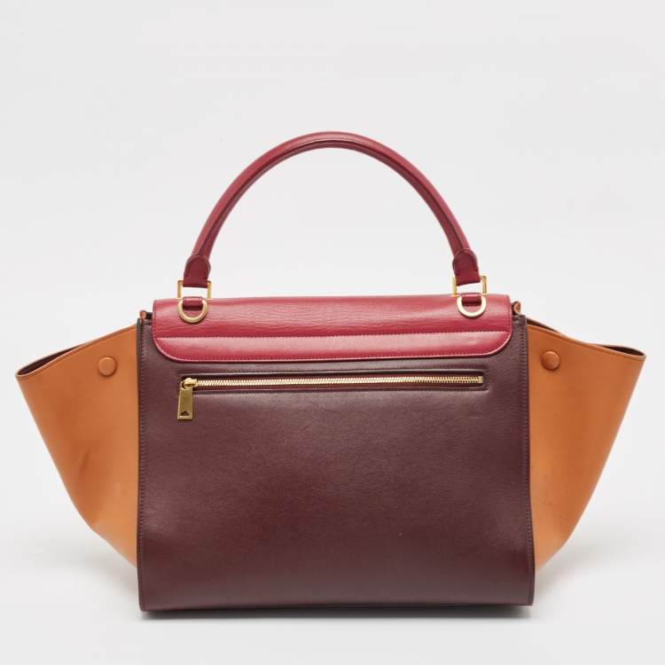 Pre Owned Celine Tricolor Leather Medium Trapeze Top Handle Bag