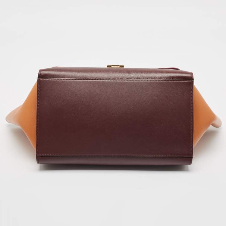 Pre Owned Celine Tricolor Leather Medium Trapeze Top Handle Bag