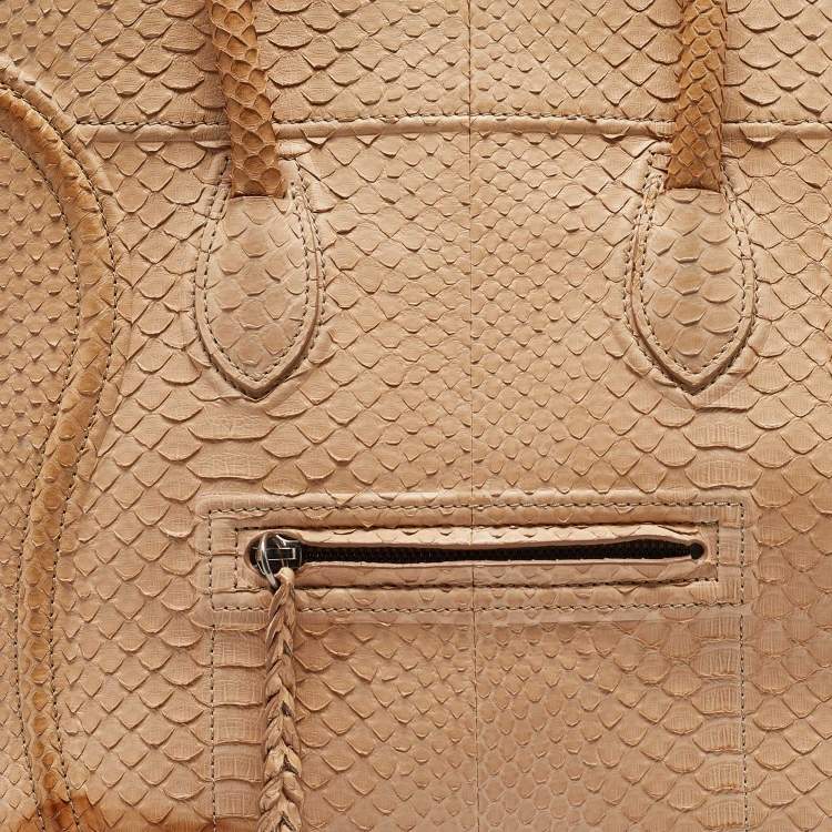 Pre Owned Celine Tan Python Medium Luggage Phantom Tote