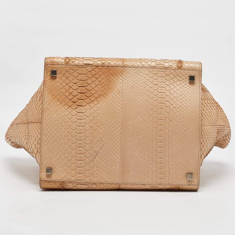 Pre Owned Celine Tan Python Medium Luggage Phantom Tote