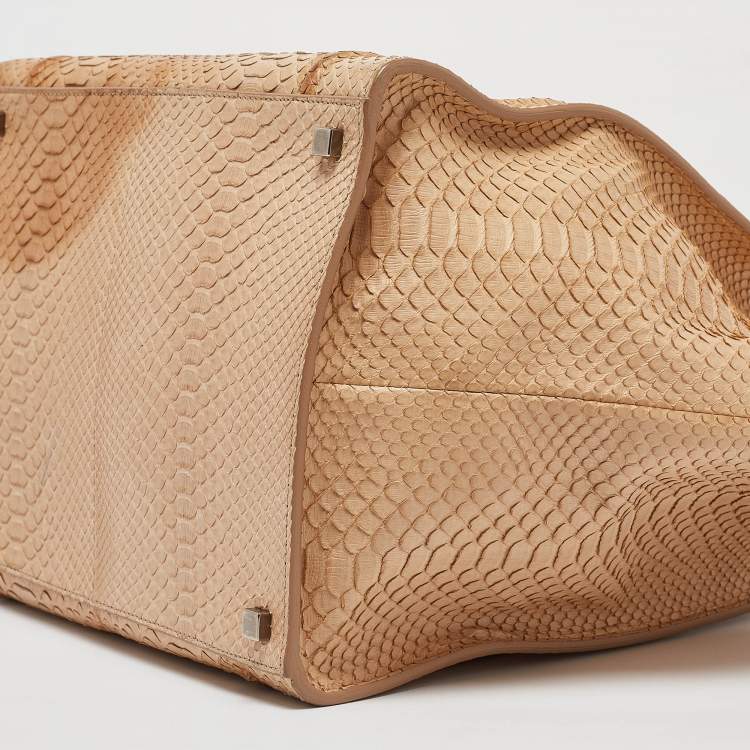 Pre Owned Celine Tan Python Medium Luggage Phantom Tote