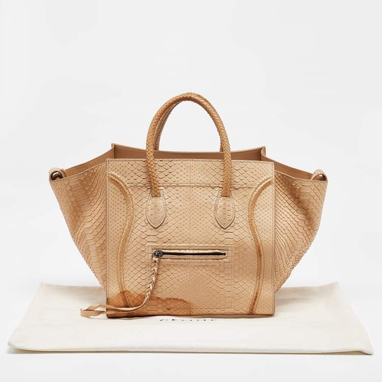Pre Owned Celine Tan Python Medium Luggage Phantom Tote