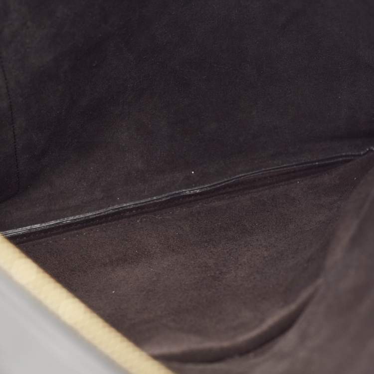 مملوكة مسبقًا Celine Black/Blue Leather Fold Over Zip Clutch