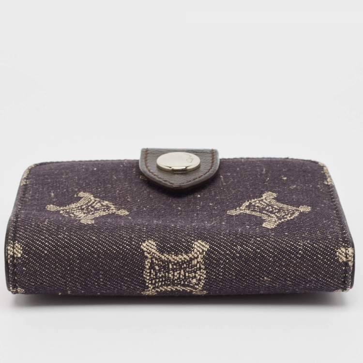 Pre Owned Celine Black Denim Macadam Print French Wallet
