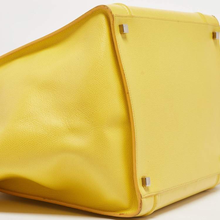 Pre Owned Celine Yellow Leather Medium Phantom Luggage Tote