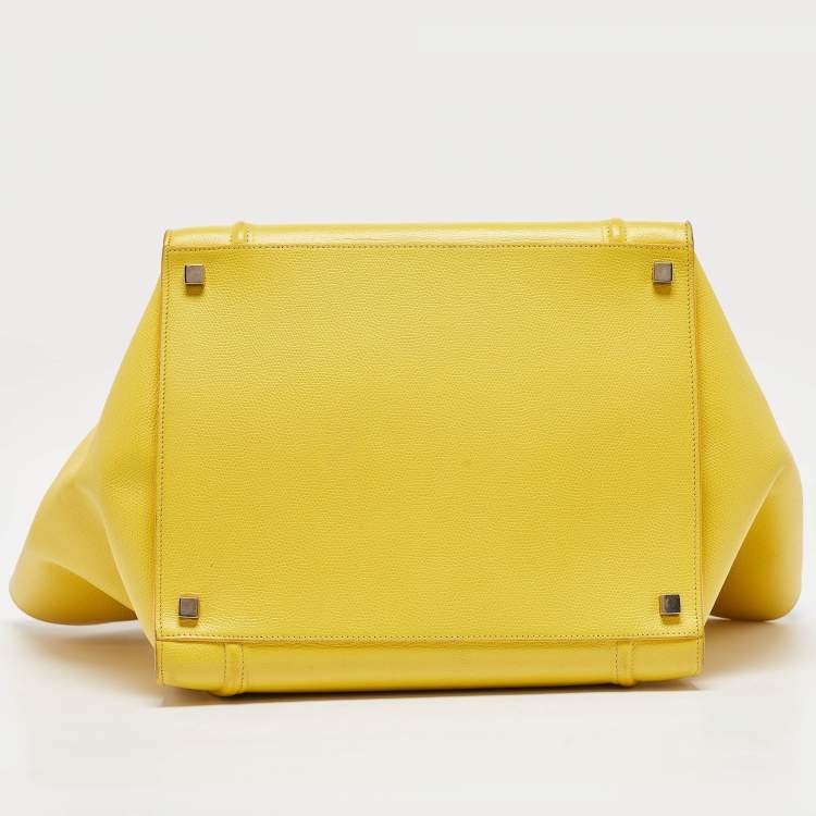 Pre Owned Celine Yellow Leather Medium Phantom Luggage Tote