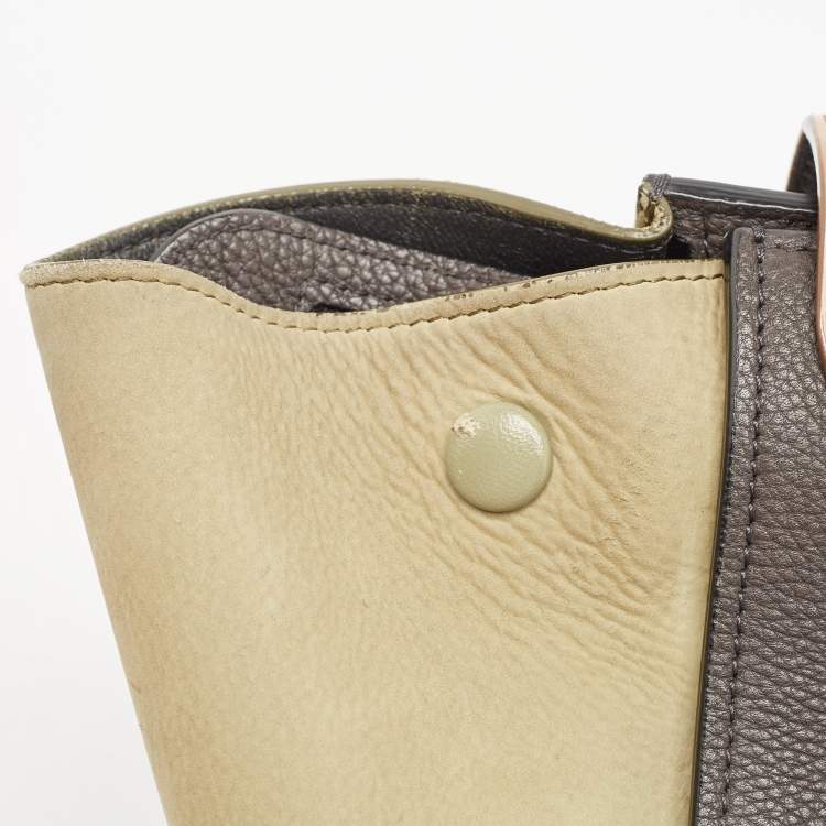 Pre Owned Celine Multicolor Nubuck, Patent and Leather Small Trapeze Top Handle Bag