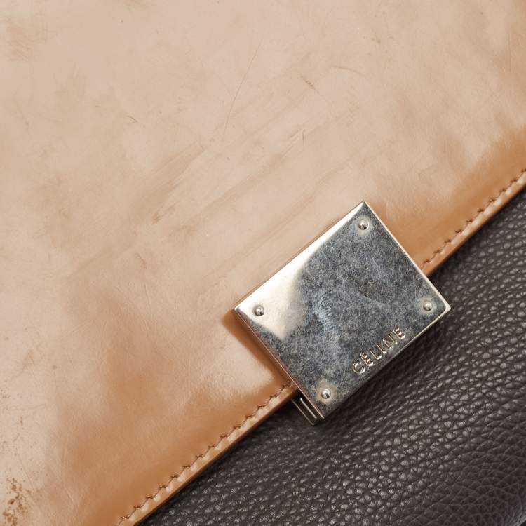 Pre Owned Celine Multicolor Nubuck, Patent and Leather Small Trapeze Top Handle Bag