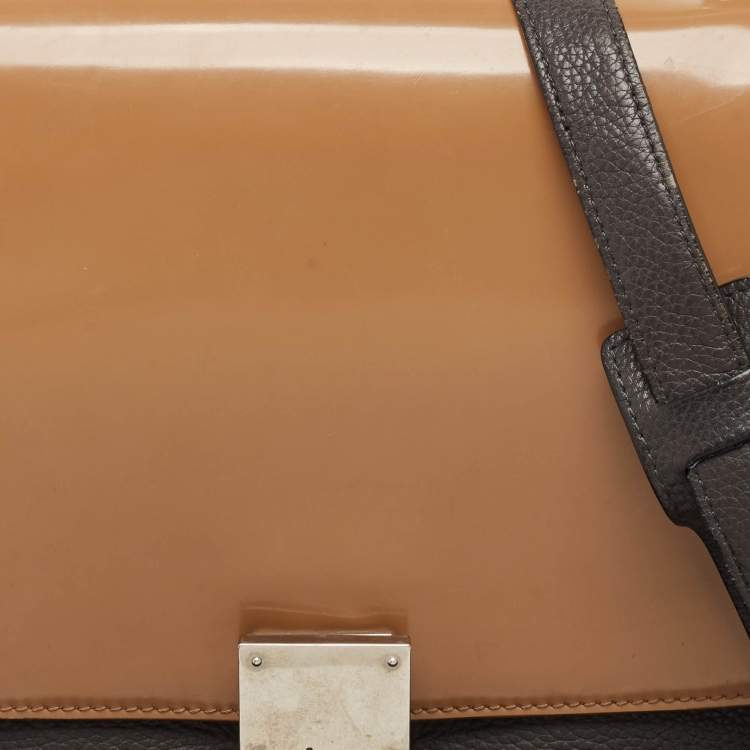 Pre Owned Celine Multicolor Nubuck, Patent and Leather Small Trapeze Top Handle Bag