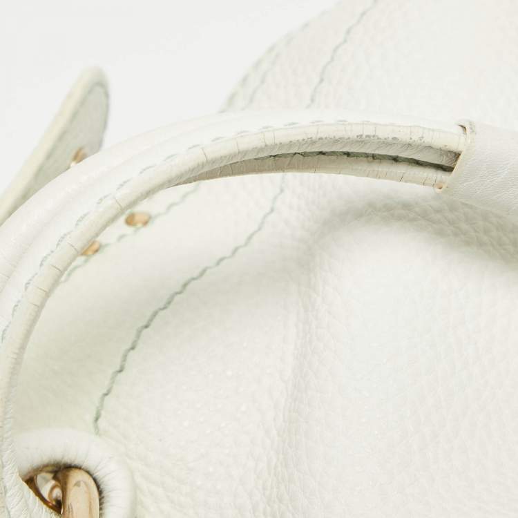 Pre Owned Celine White Leather Bittersweet Studded Hobo